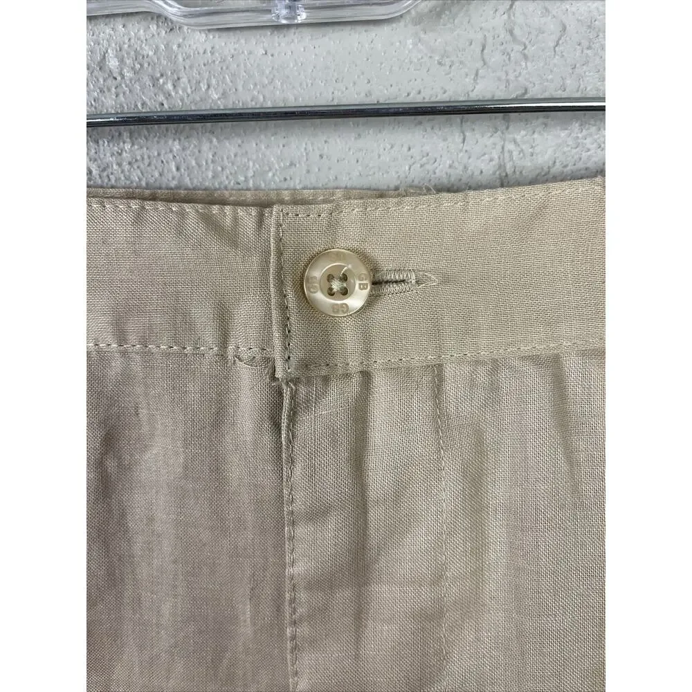 GOD BODY COLLECTION Linen Pants Mens 38 Khaki Flat Front Straight Fit
